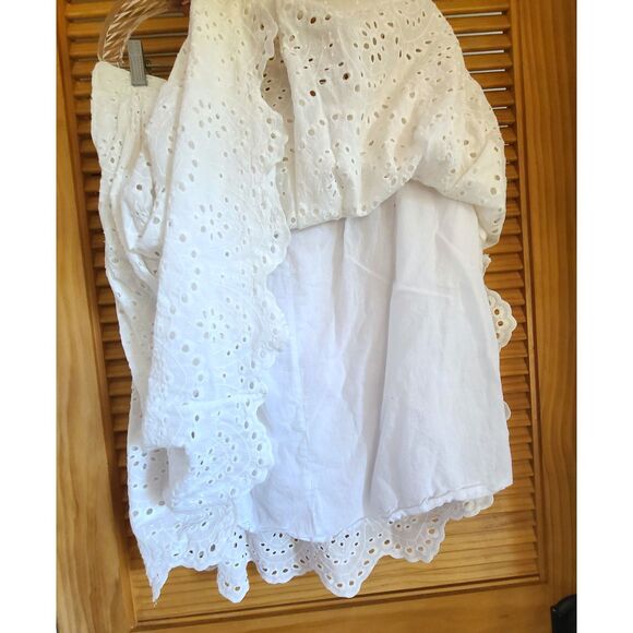 ModCloth XL White 100% Cotton Peasant Cottagecore Fairy Zip Skirt‎ Midi Lined - Picture 4 of 5